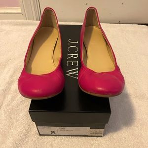 J Crew Cece leather ballet flats in neon azalea - sz 8 like new!